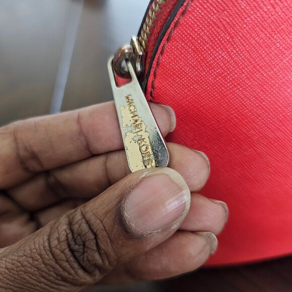 Michael Kors Red Cindy Dome Leather Chain Crossbody Bag - Picture 8 of 8